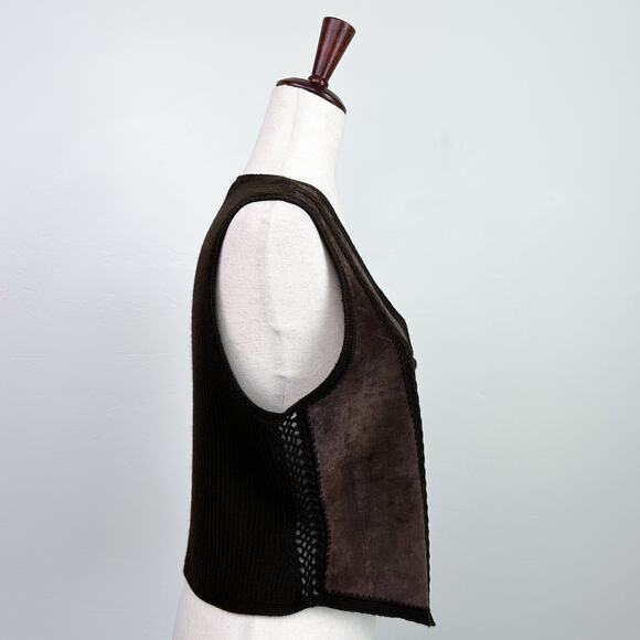 Liz Claiborne Vintage Genuine Suede Chocolate Brown V-Neck Vest - Picture 8 of 11